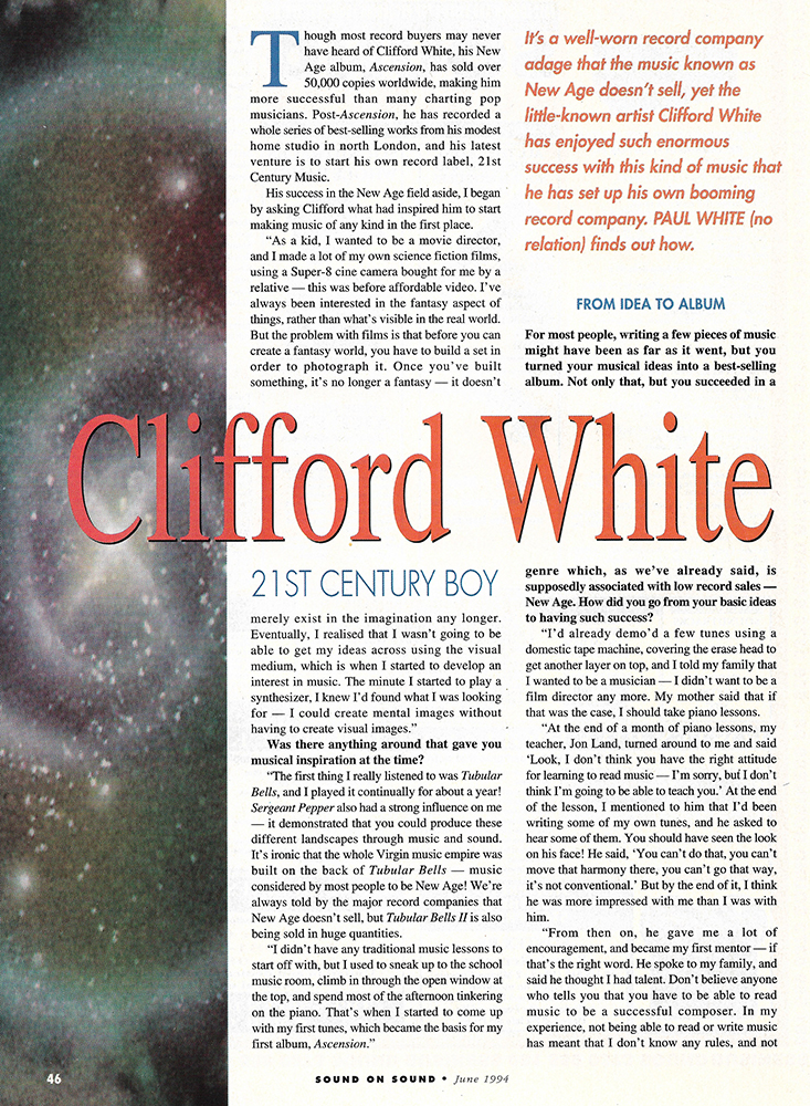 Clifford White Sound on Sound interview